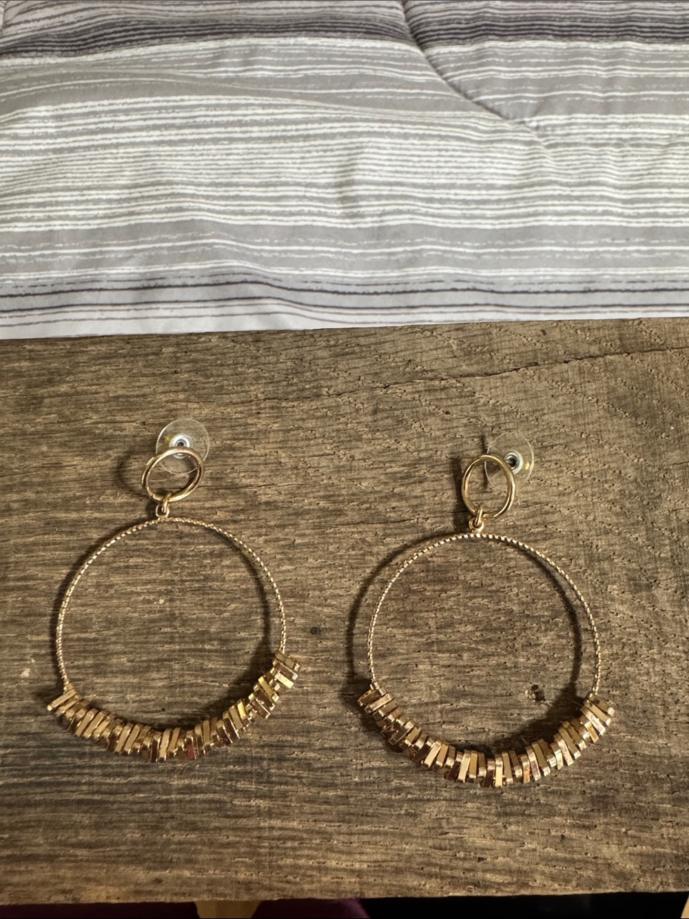 Parkland Gold Hoop Dangle Earrings with Faceted Bead Accents